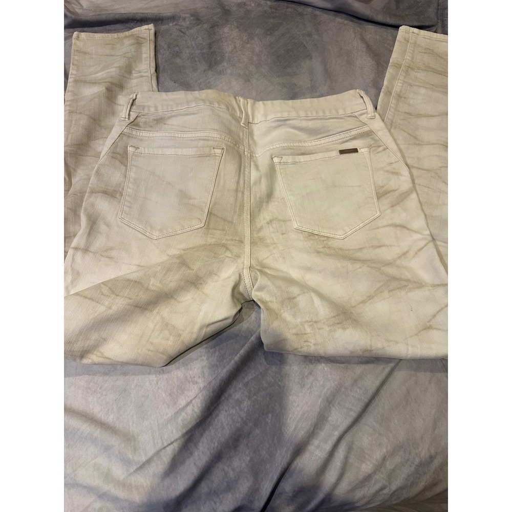 Chicos So Slimming Marble Tie Dye Slim Leg Jeans Cream Tan Womens Size 0.5 S - Picture 8 of 10